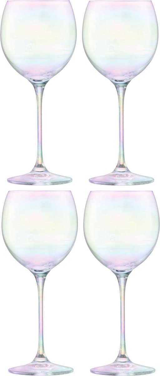 L.S.A. - Polka Balloon Glas 525ml Mother of Pearl Set van 4 Stuks - Glas - Transparant
