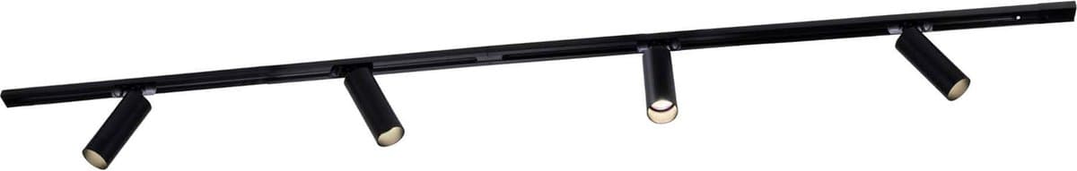 Ledvion - LED Railverlichting 2M + 4 Railspots (5W - 2700K - Zwart - Dimbaar) - 1-Fase