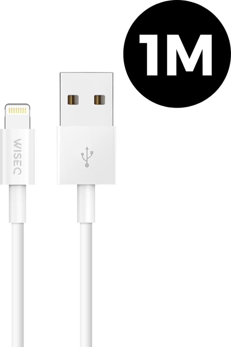 WISEQ iPhone Kabel - 1 Meter - USB naar Lightning Oplaadkabel - Wit