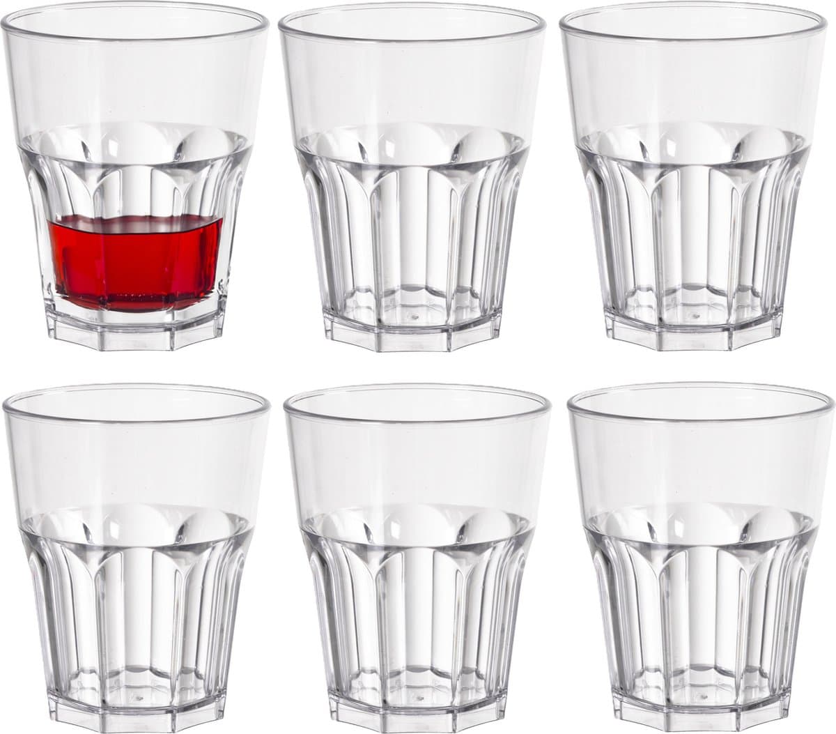 Duni Drinkglas Any Day - 6x - chique - onbreekbaar kunststof - 240 ml - vaatwasser bestendig - plastic waterglazen