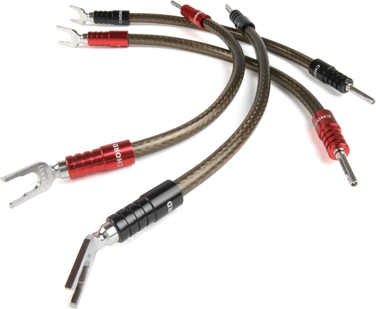 The Chord Company Epic XL bi-wire speakerlinks jumpers Spade to Banana 28 cm OFC met verzilverde OFC geleiders 3.31mm2 AWG12 per set 4 stuks