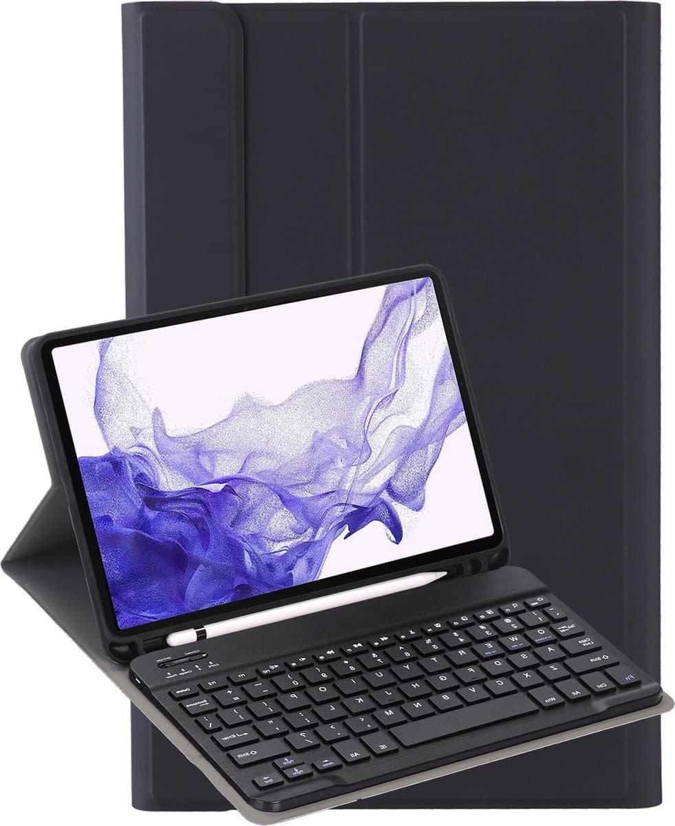 Hoes Geschikt voor Samsung Galaxy Tab S10 Plus Hoes Toetsenbord Hoes Case Book Cover Hoesje - Hoesje Geschikt voor Samsung Tab S10 Plus Keyboard Hoes - Zwart