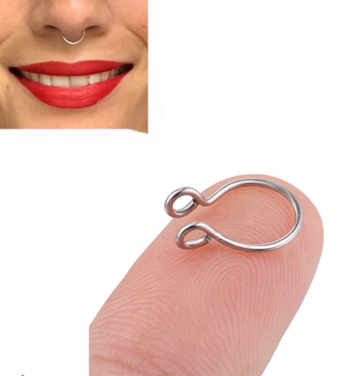 CHPN - Neuspiercing - Fake neuspiercing - Neppiercing - Septum piercing - Fake septum ringetje - Klem piercing - Zilverkleurig