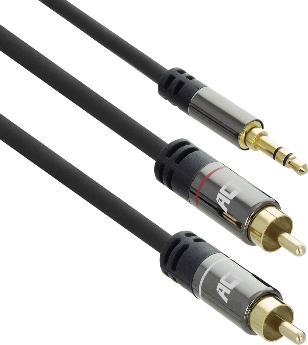 ACT 1.5 meter High Quality audio aansluitkabel 1x 3,5mm stereo jack male - 2x tulp male AC3605