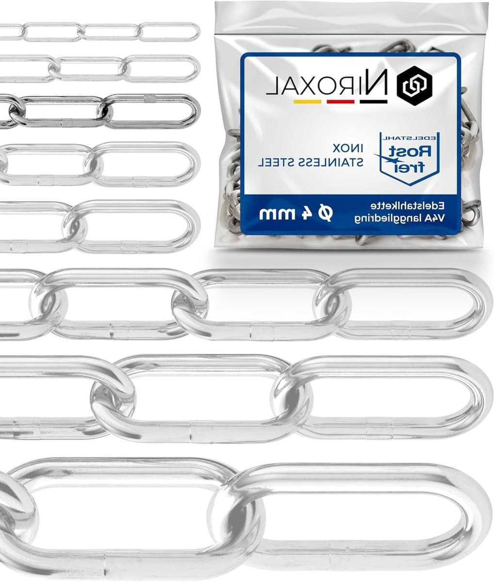 Roestvrijstalen Ketting - Schakelketting Nirosta Inox - Bevestigen en Beveiligen - Zeewater en Zuur bestendig - 2 stuks 25 cm