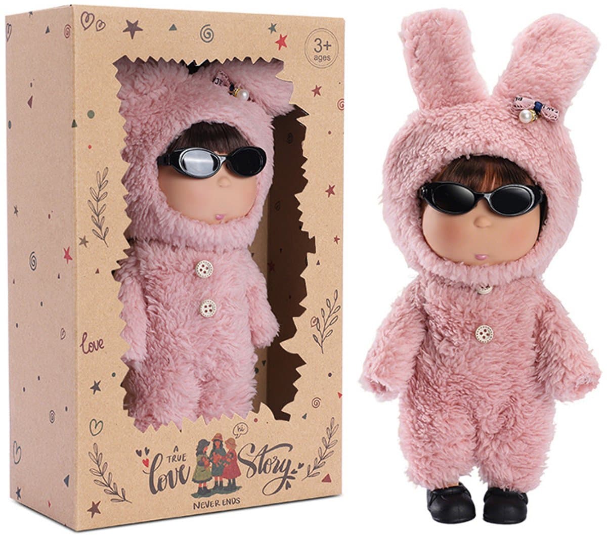 Pop – Speelgoedpop – Aardappelpop – Verwisselbare outfits – Cadeaubox-editie – Voor meisjes – Roze