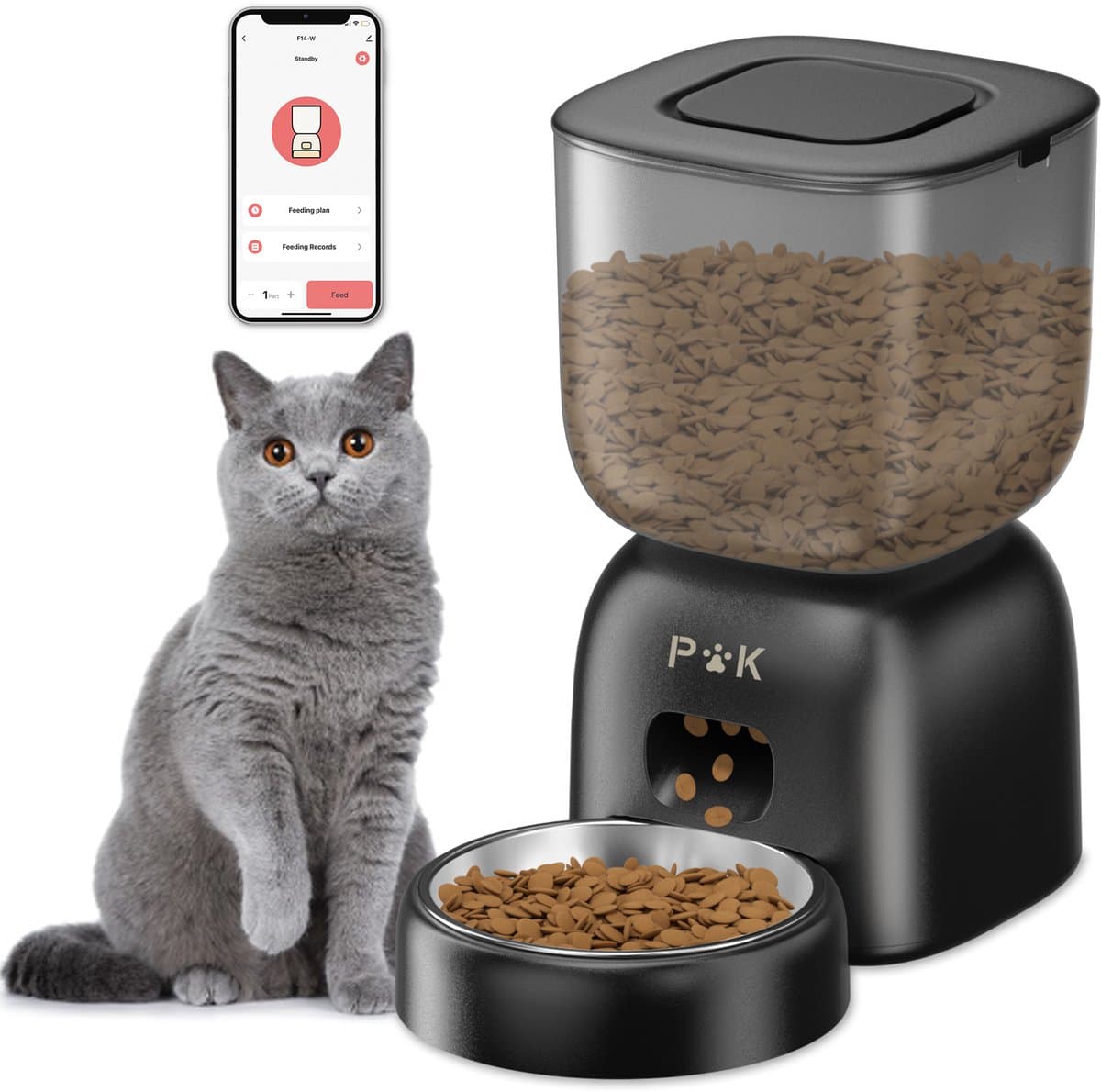 PUPPY KITTY Automatische Voerbak - WiFi - 3L- Voerautomaat dispenser - Kat en hond - Voerautomaat Met App - Voice Recorder - Zwart