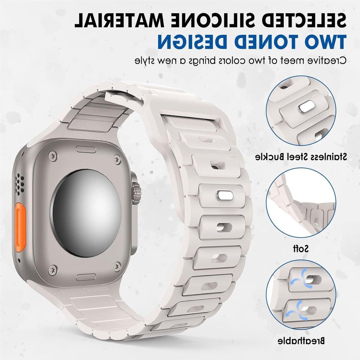 Zachte siliconen sportband voor Apple Watch Ultra 2 en andere modellen, 49 mm tot 38 mm, comfortabel en duurzaam