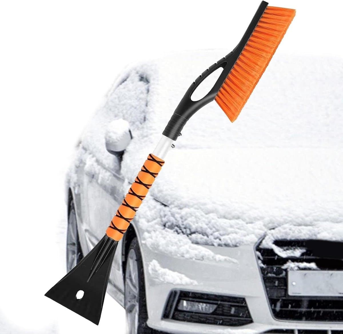IJskrabber Sneeuwborstel - Auto Reiniger - Winterklaar Maken - Afneembare Borstelkop - 40 cm Lengte - Zwart