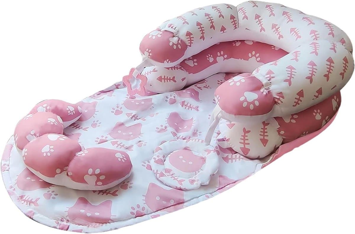 Baby Speelmat - Buikligkussen - Babyontwikkeling Stimuleren - Flexibel Verstelbaar - 75 x 43 cm - Roze