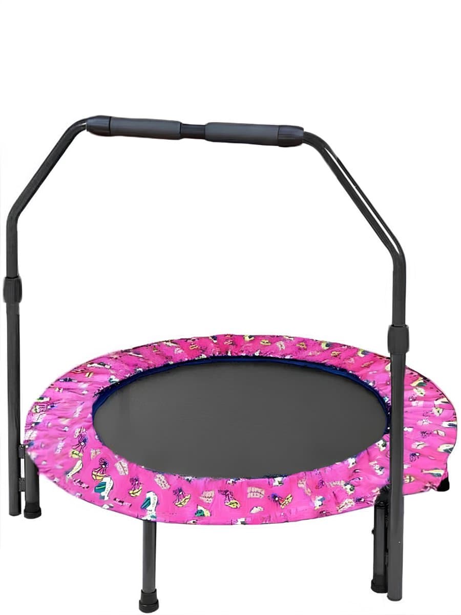 DnA® Mini Trampoline - Fitness Trampoline - Mini Trampoline Volwassenen - Kinder Trampoline - Zwart/Roze - 92cm x 92cm x 19cm