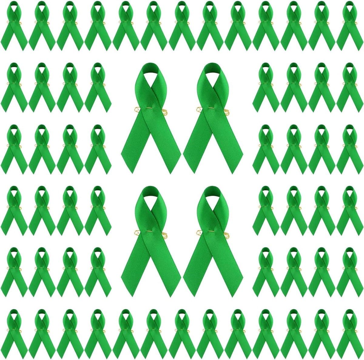 Groene Lint Spelden - Bewustzijn Spelden Hoop Spelden - Bewustzijn Vergroten - Zachte Satijn Band - 75 cm - Groen