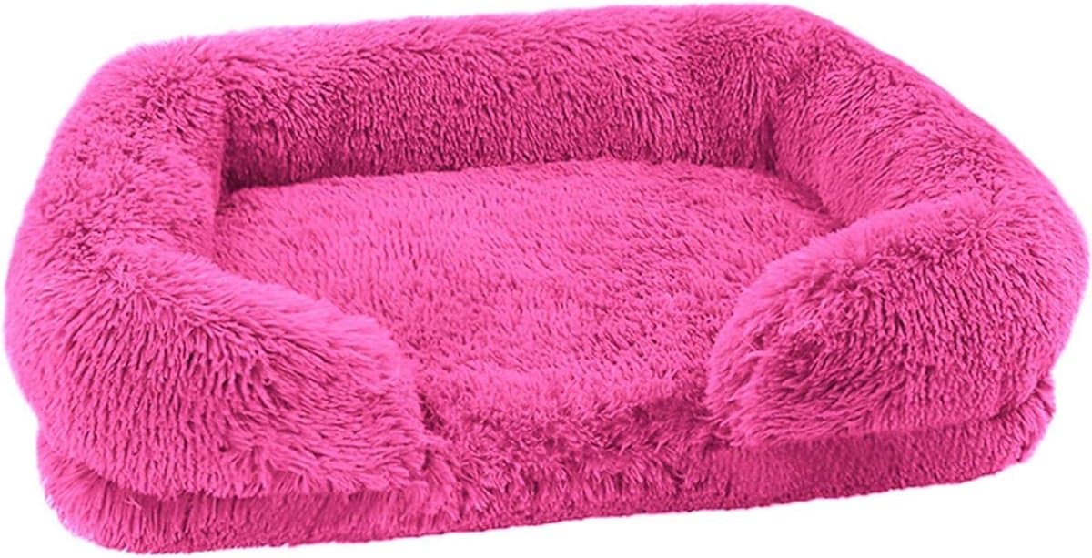 Huisdierbed - Hondenmand Kattenmand - Comfortabel Rusten - Afneembare Hoes - 100 x 60 x 18 cm - Rozerood
