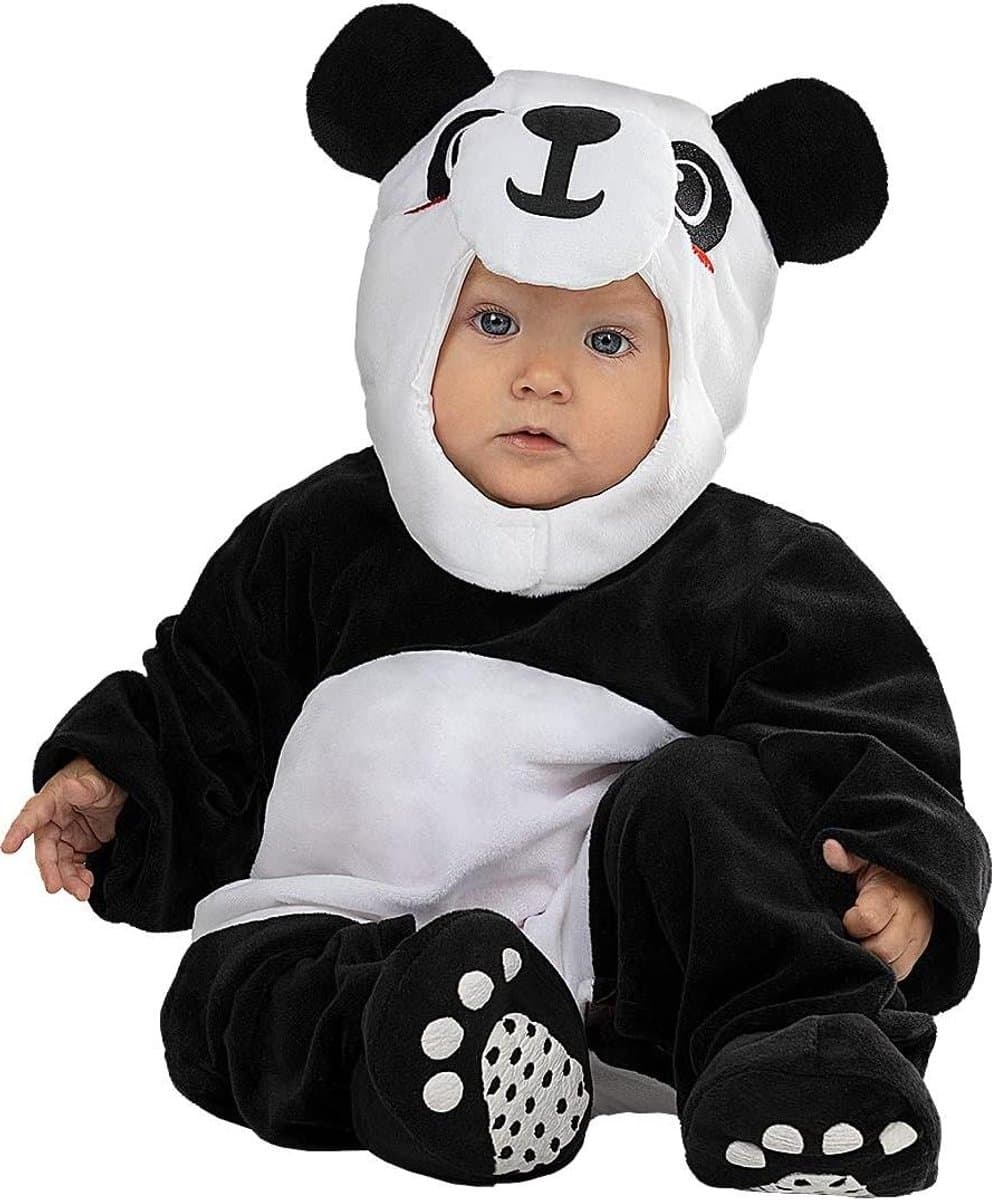 Baby Panda Kostuum - Dieren Onesie - Verkleden Feest - Inclusief Muts - 0-6 Maanden - Wit