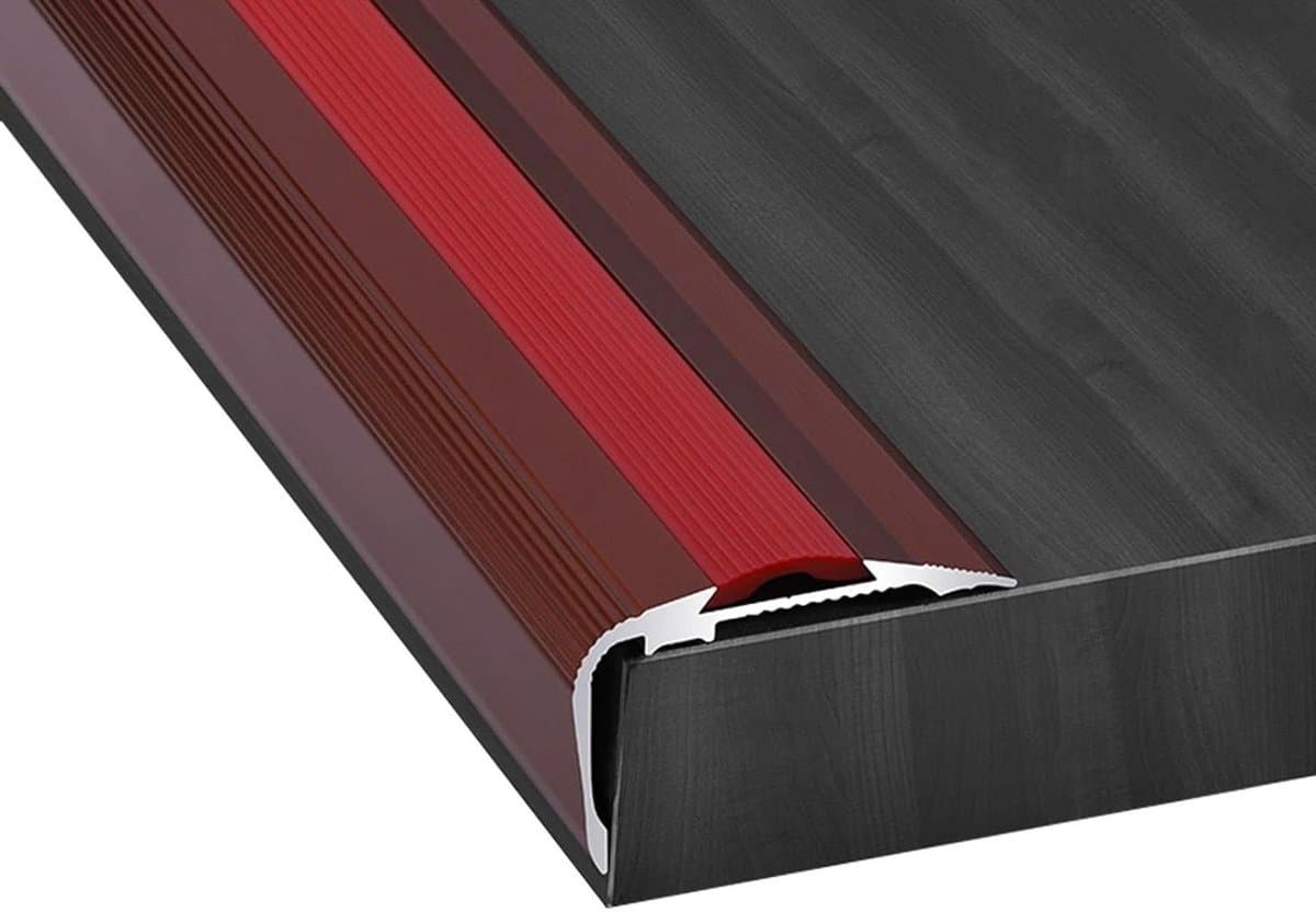 Metalen Trapprofiel - Trapneus strip - Traprand beveiligen - Antislip PVC - 150 cm - Rouge
