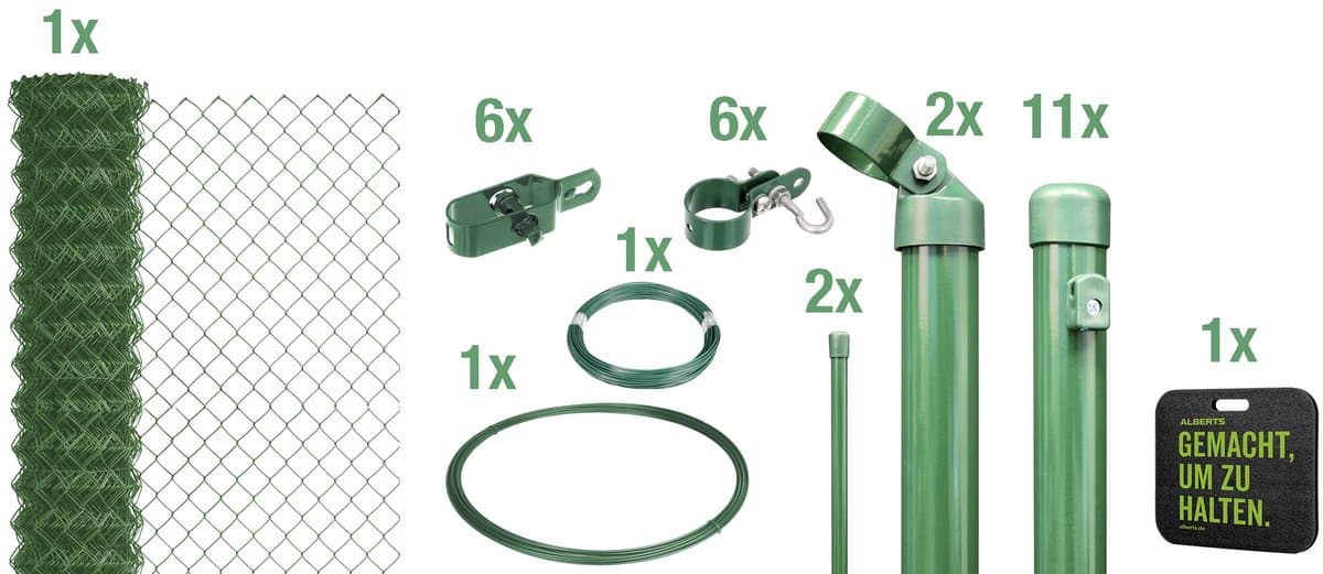 Alberts 697037 Gaashek complete hekset, voor inbetonneren met schoorsteun, groen, hoogte 80 cm, lengte 25 m