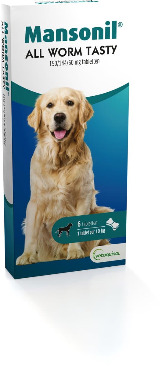 Mansonil All Worm Tasty Bone - Anti wormenmiddel - 6 tab Vanaf 2.5 Kg