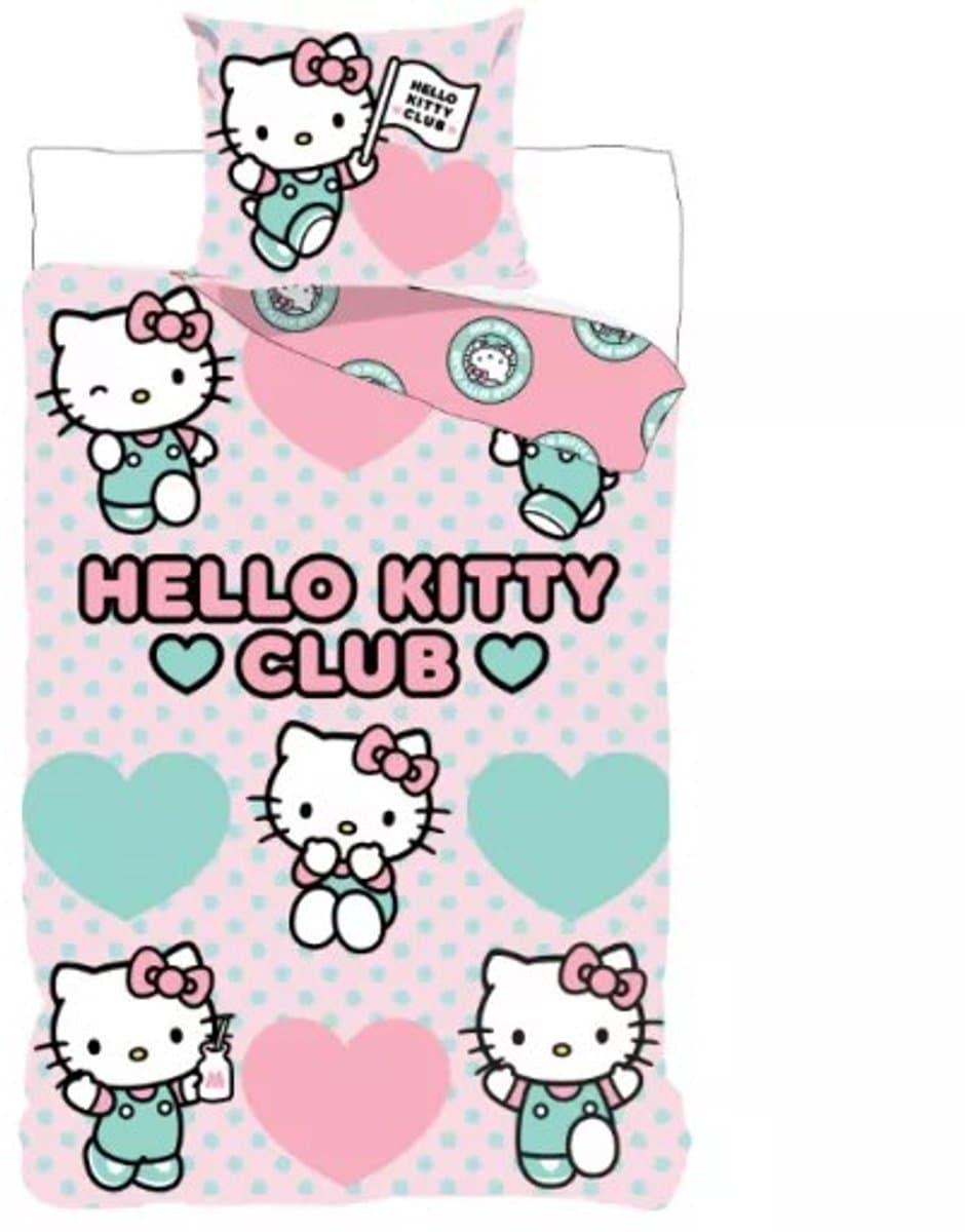 Hello Kitty Club Dekbedovertrek 100x135 cm, 40x60 cm - katoen