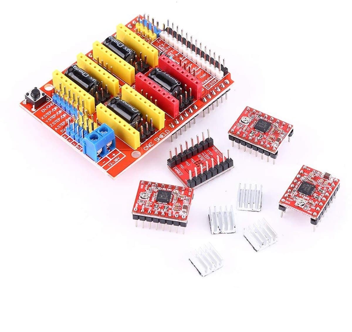 Jhubersproducts - Shield Uitbreidingskaart - Stappenmotor Driver - Multifunctioneel - 4-delig - Graveur en 3D-printer - Geschikt voor diverse toepassi