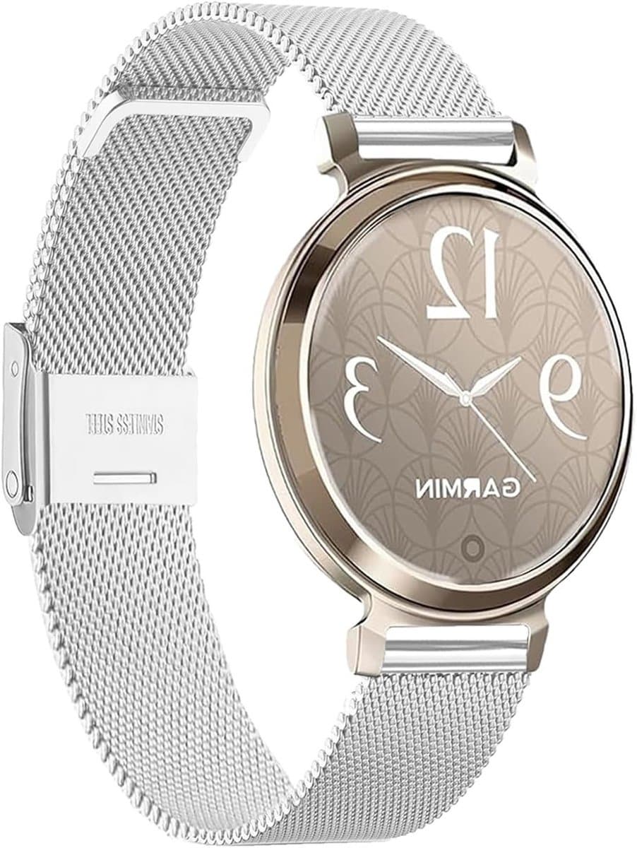 Roestvrijstalen Milanese mesh horlogeband 14 mm voor Garmin Lily 2, uniseks snelwisselband, comfortabele en stijlvolle vervangband.