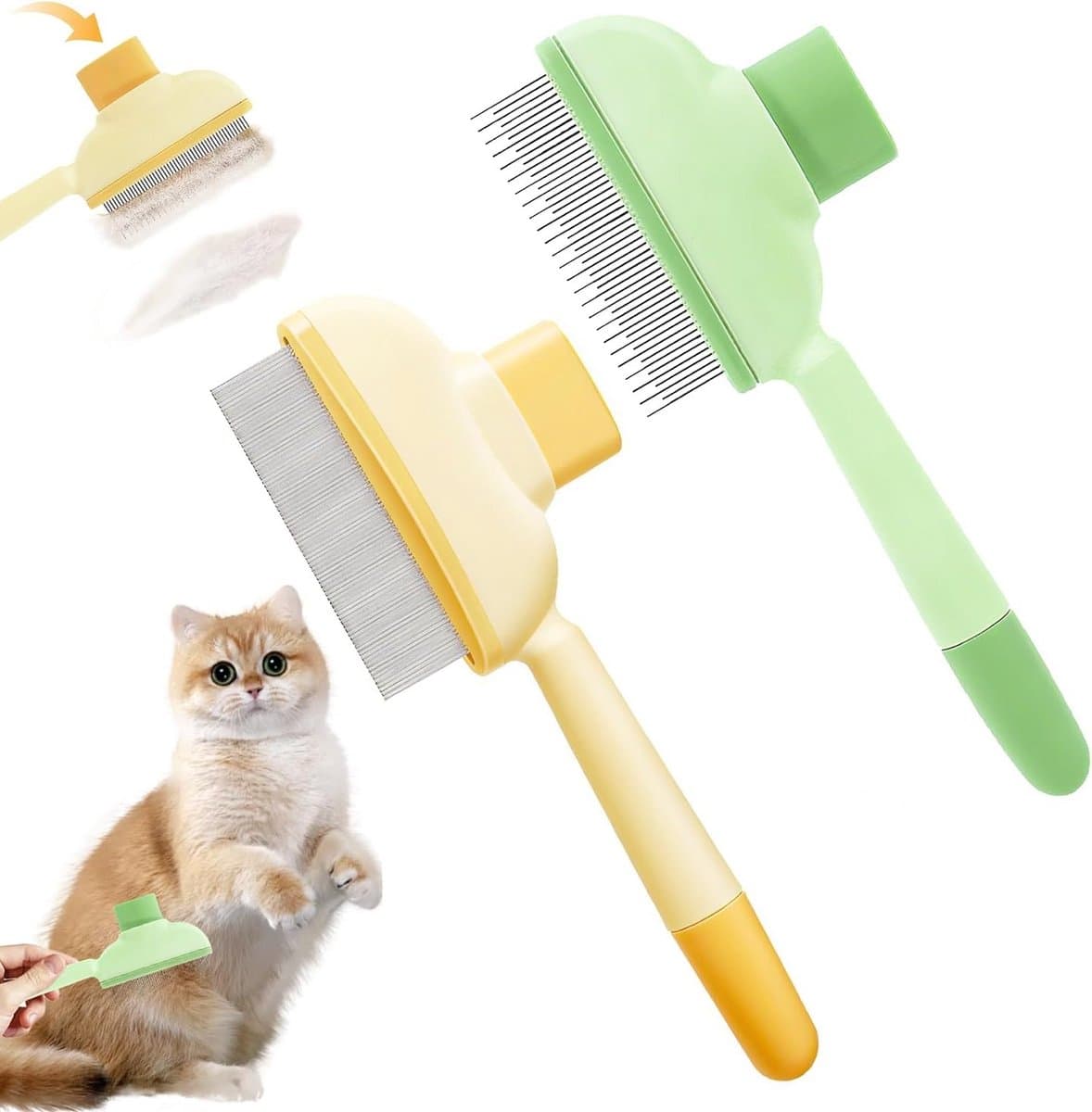 Zelfreinigende Dierenborstel voor Katten en Honden, Ideaal voor Langharige Rassen, Verwijdert Klitten en Los Haar