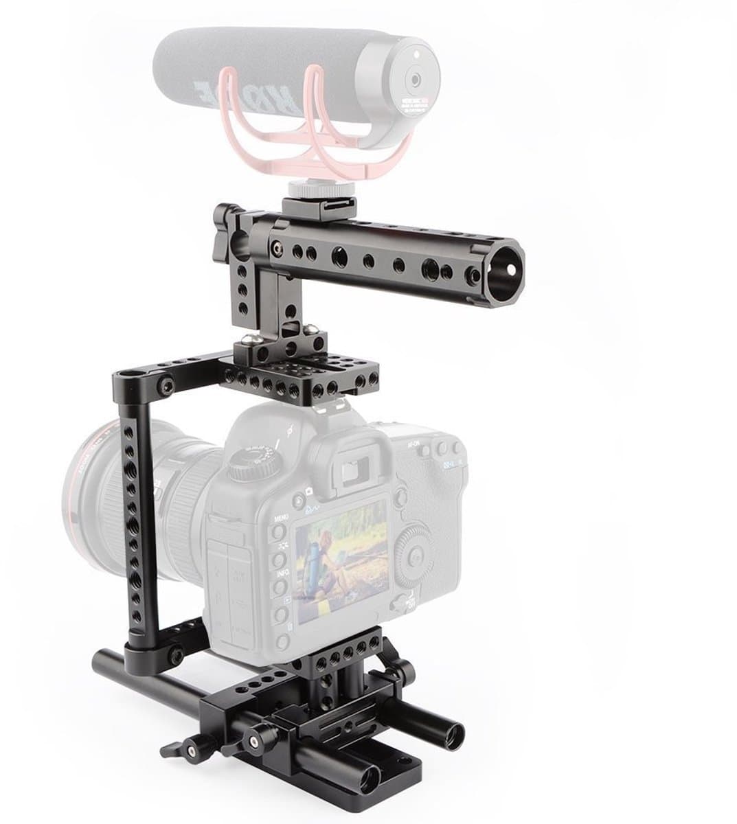 ONF3 - Camera Cage - Camera Rig - Voor optimale stabiliteit - Zwart - Geschikt voor Nikon en Sony - Inclusief top handle en montageplaat - Gesch...