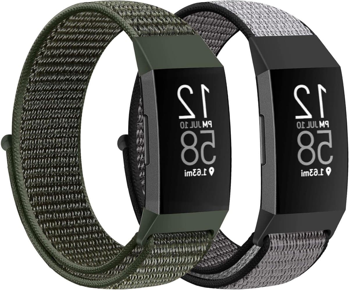 Zachte en ademende nylon horlogeband voor Fitbit Charge 4/3/SE, vervangbare sportband voor dames en heren