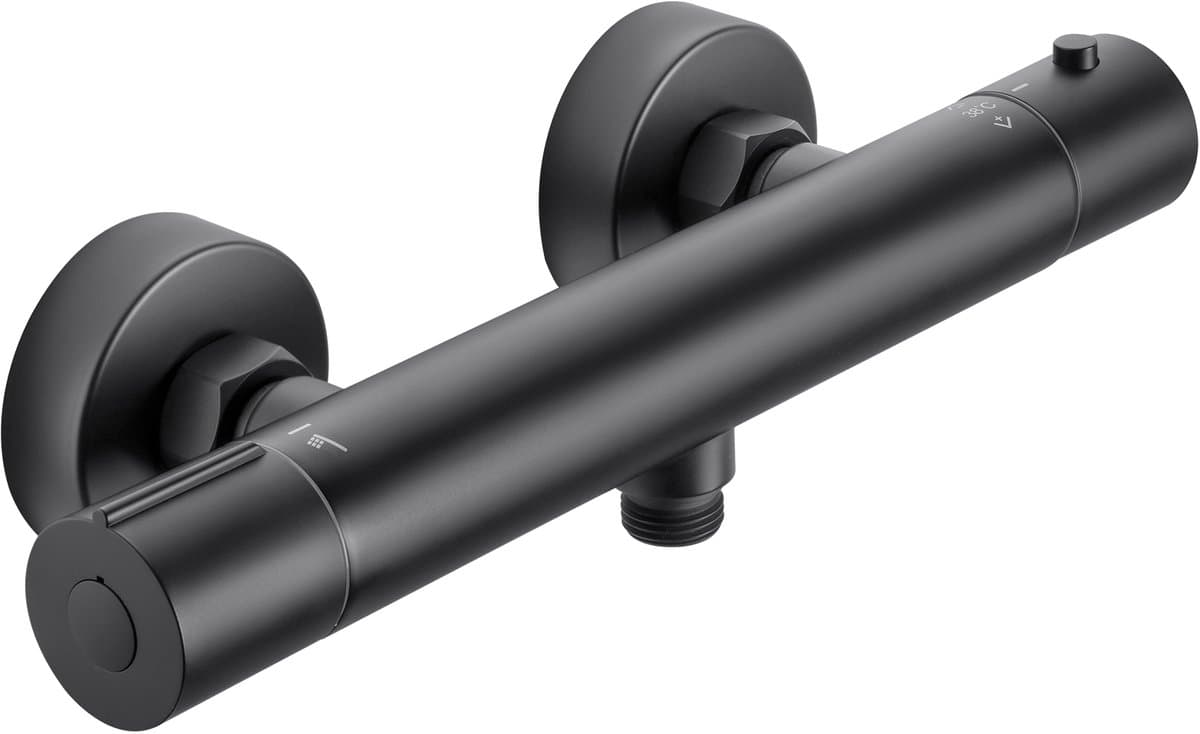 Auralum max Thermostatische Douchekraan - Hartafstand 15 Cm - Incl 38°c Veiligheidsslot - Zwart