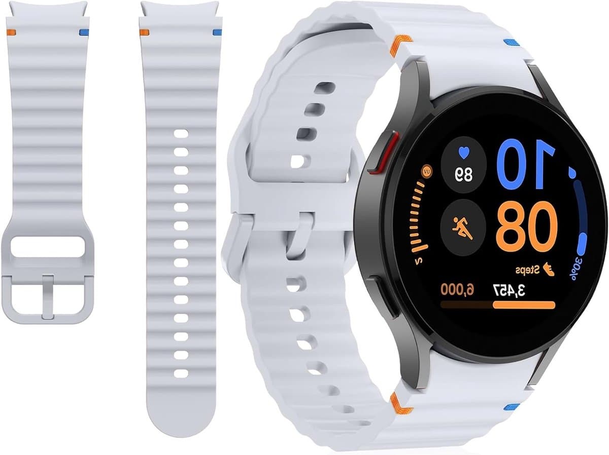 Sportieve Horlogeband 20mm voor Galaxy Watch 5, 6, 7 en FE - Lichtgrijs, Geschikt voor Mannen en Vrouwen, Comfortabele en Duurzame Band voor Actieve Levensstijl