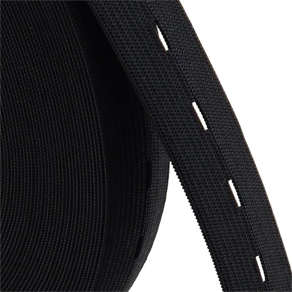 Elastische Naaiband - Platte Gaten Band - Kleding Maken - Wasbaar Kleurbestendig - 5 Meter - Zwart