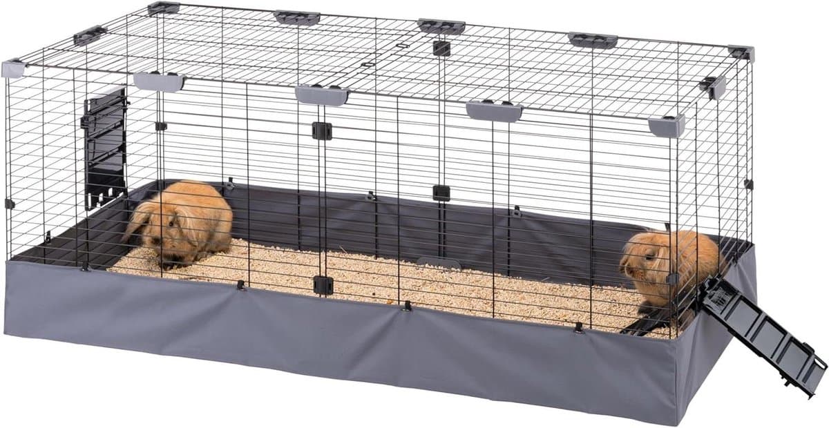Konijnenkooi - Huisdierverblijf - Comfortabel Huisdieren - Veelzijdige Hoes - 140 x 71 x 595 cm - Grijs