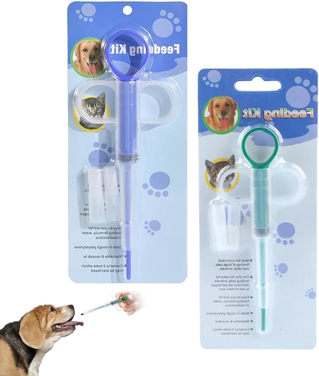 Tabletdispensers voor katten en kleine honden, handige pillenwerper met zachte opzetstukken, eenvoudig medicijnen toedienen, beschermt tanden en tandvlees, ideaal voor huisdieren