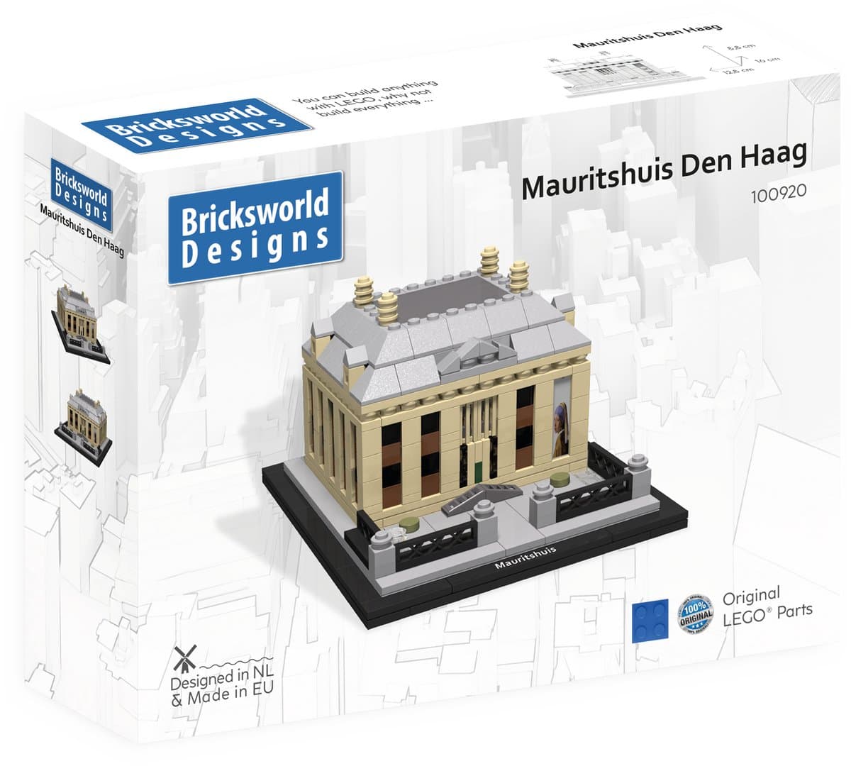Bricksworld BOC-ARC-MAU Architectuur Landmark Mauritshuis Den Haag (NL). Samengesteld uit originele nieuwe LEGO® onderdelen.