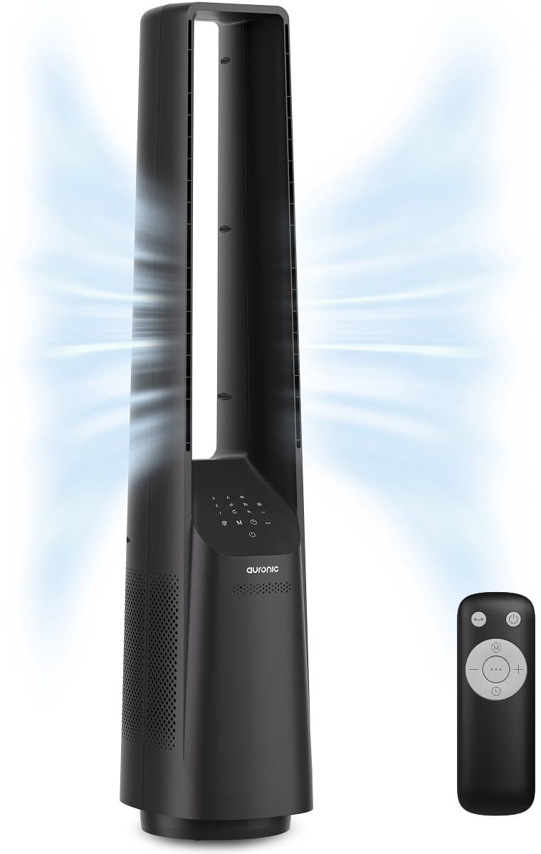 Auronic Torenventilator - Bladeless Model - Luchtkoeler - Vloerventilator - Stille Ventilator Staand - 101 CM - 6 Snelheden - Fan - Met Timer - 39 dB - Grijs