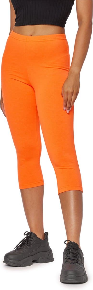 Bellivalini Dames Leggings - Neonbroek - Sport - Capri - Joggingbroek - Sporbroek - Yogabroek - BLV-BLV50-302-LE - Neon Oranje - XL