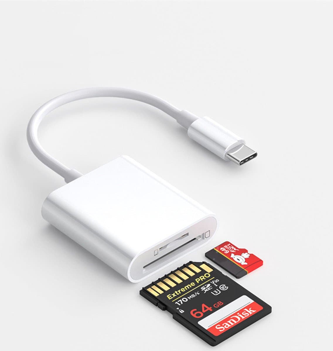 NÖRDIC USB C Kaartlezer - SD, MicroSD - Geschikt Laptop, Chromebooks, Tablet & Smartphone