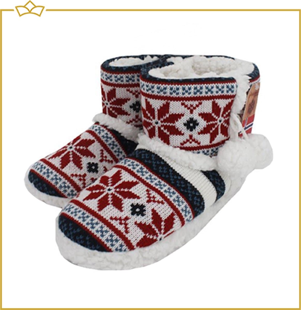 ATTREZZO® Pantoffels Kinderen - Noors motief - Maat 31/32 - Rood - Heerlijk warm!