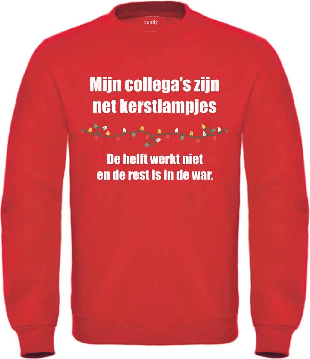 Kersttrui Collega's Zijn Net Kerstlampjes - Unisex - Rood - maat 4XL