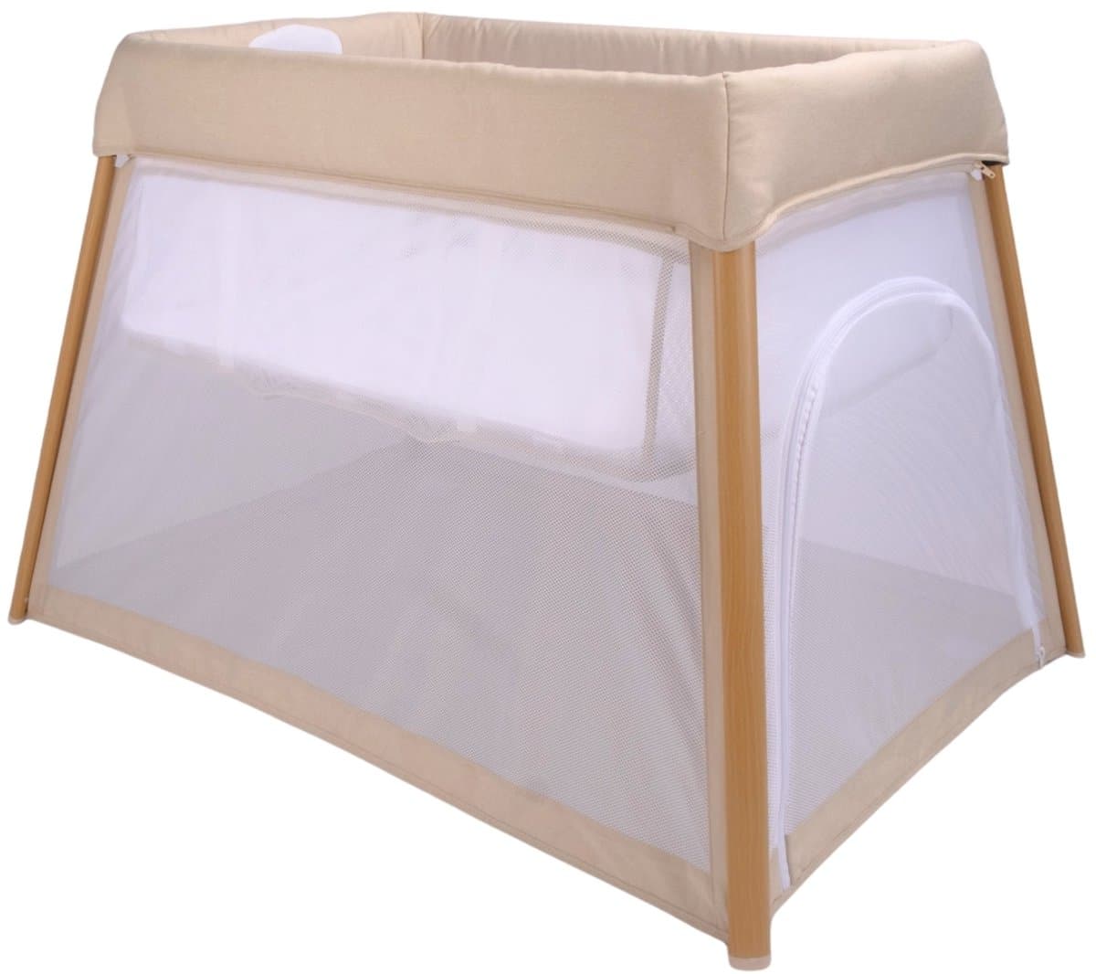 Bo Jungle - Reisbedje baby - Matras inbegrepen - Transporttas inbegrepen - Speelopening - 2 hoogten - Mooi design - Vanaf 0 maanden - Travel Crib Beige