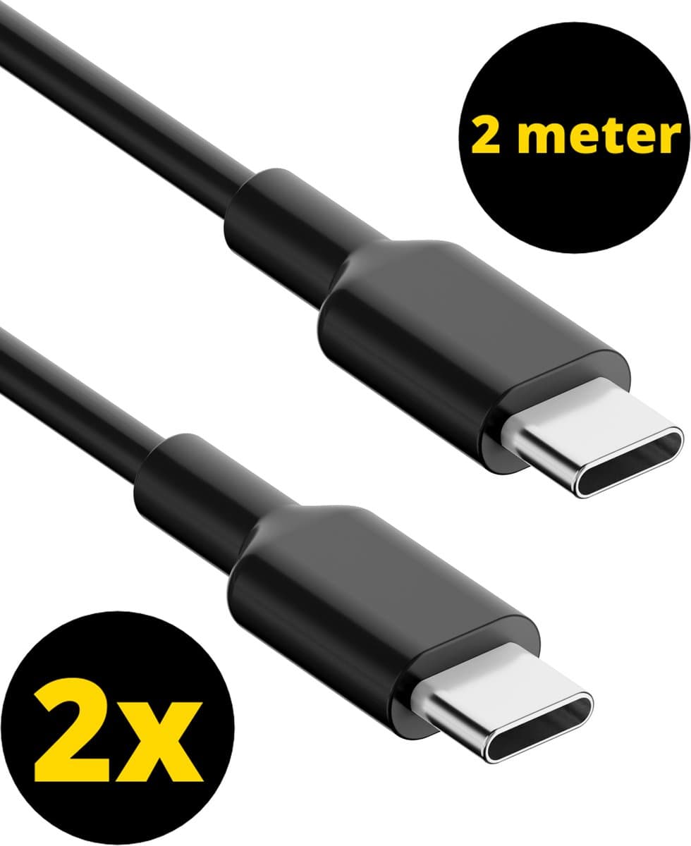 ThunderGold 2x USB C kabel 60W 2 Meter - USB C naar USB C - USB-C kabels - USB C kabel naar USB C - Oplaadkabel USB C - USBC kabel - Universeel