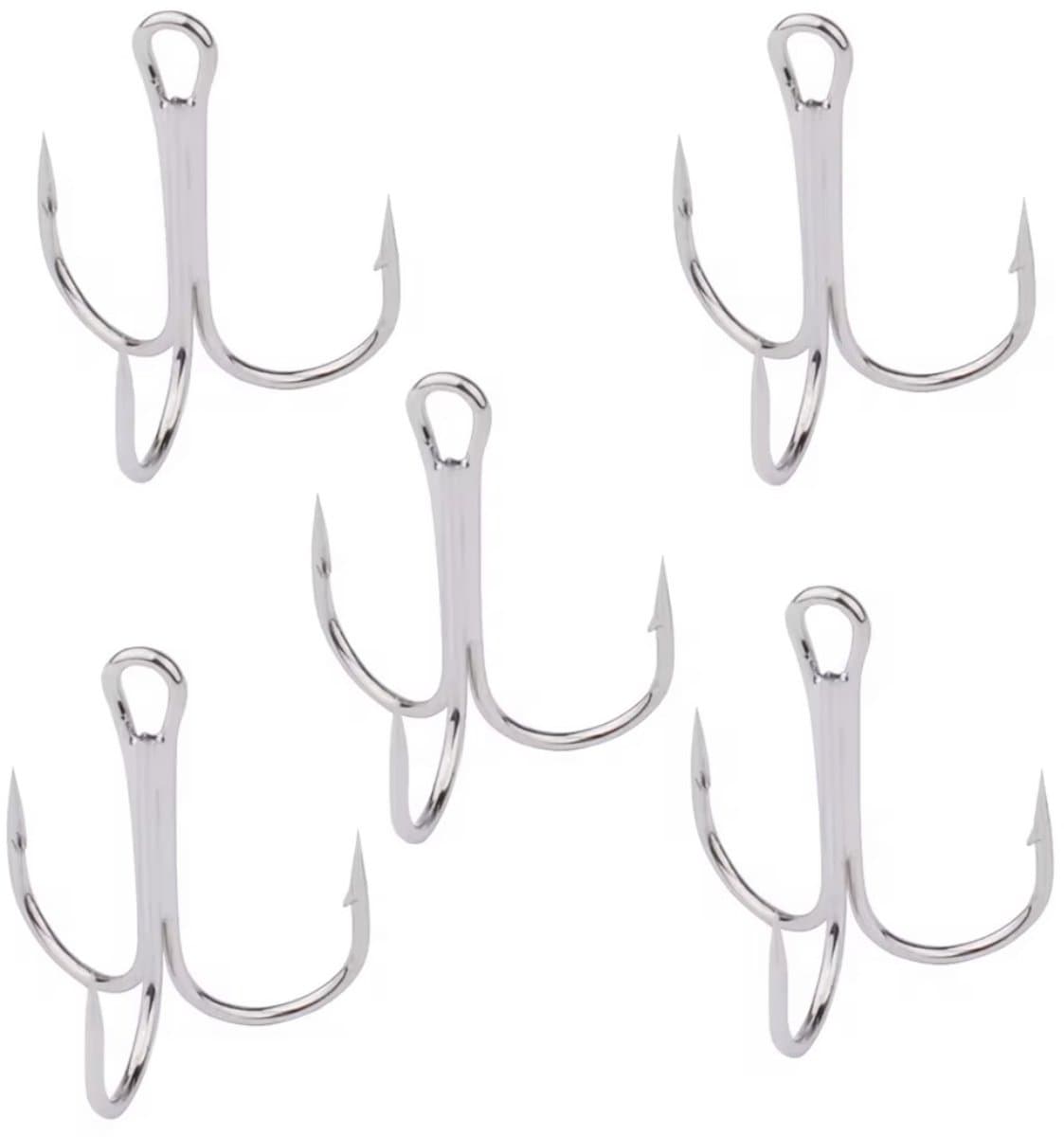 10x Dreg Maat 6 - Vernikkeld - Sterke Treble Hooks - Kunstaas Onderdelen - Voor Roofvis / Snoek - Dreggen Vissen