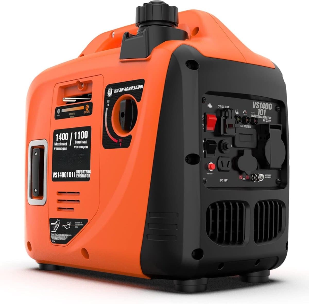 Florixa® Stroomgenerator - Stille Benzinegenerator - Noodstroomgenerator - Oranje - 43cm x 26cm x 41cm