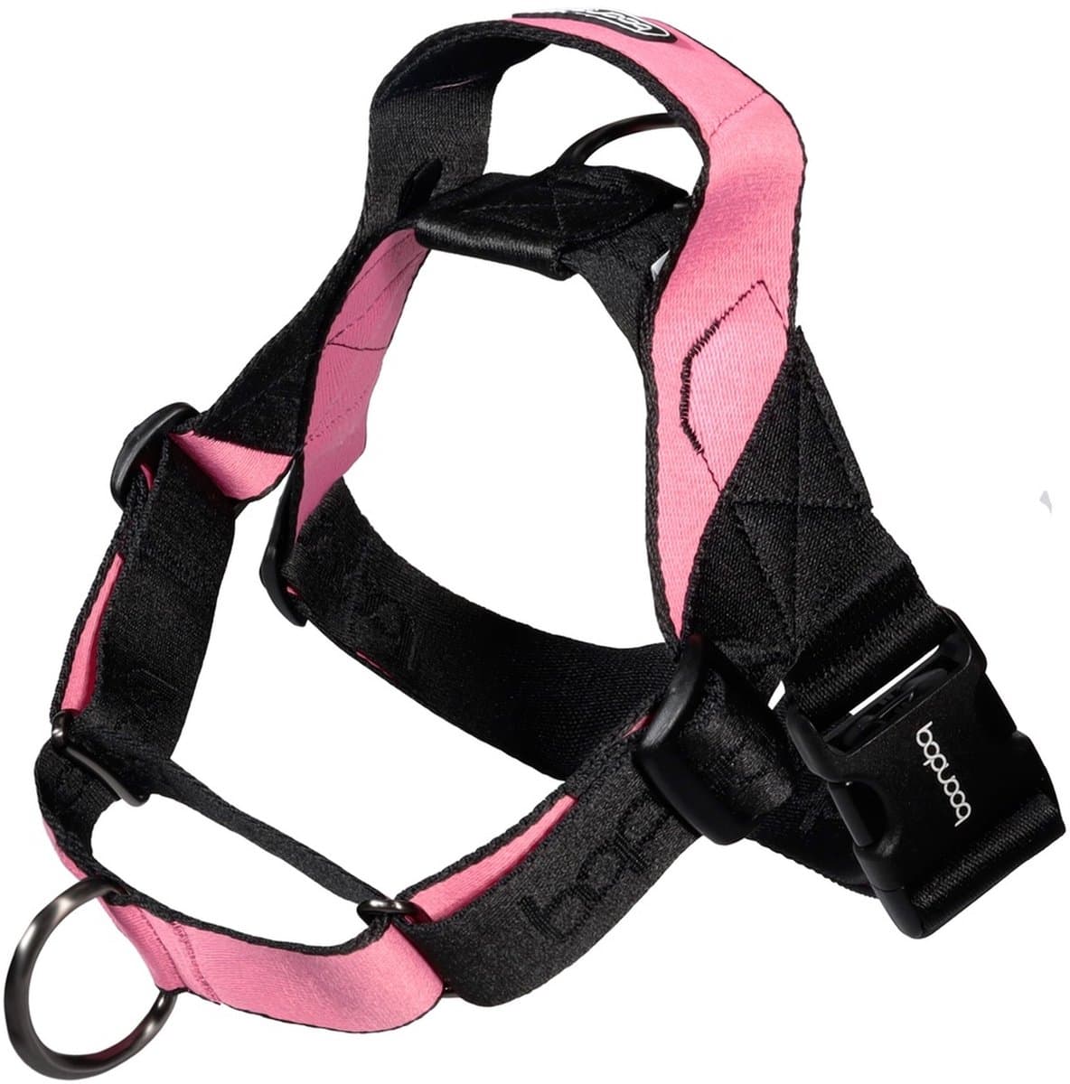 Boondog Martingale Hondentuig - Anti Trek - 2 Bevestigingspunten - Met Handvat - Meer Controle - Verstelbaar Harnas - Black/Pink - M