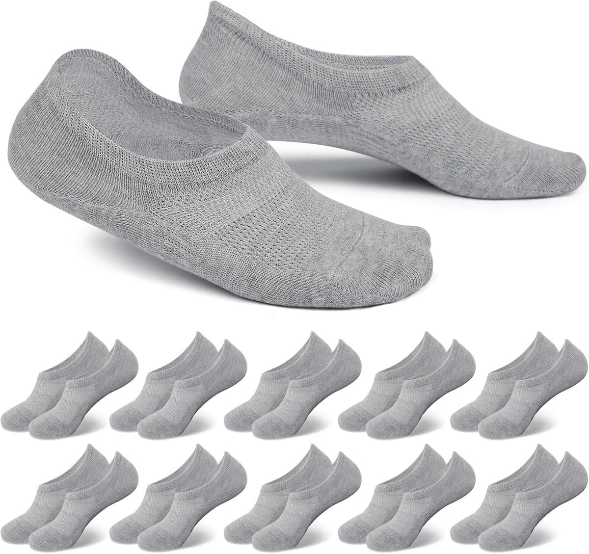10 paar No Show Sneakersokken, Onzichtbare Katoenen Sokken voor Dames en Heren, Antislip en Ademend