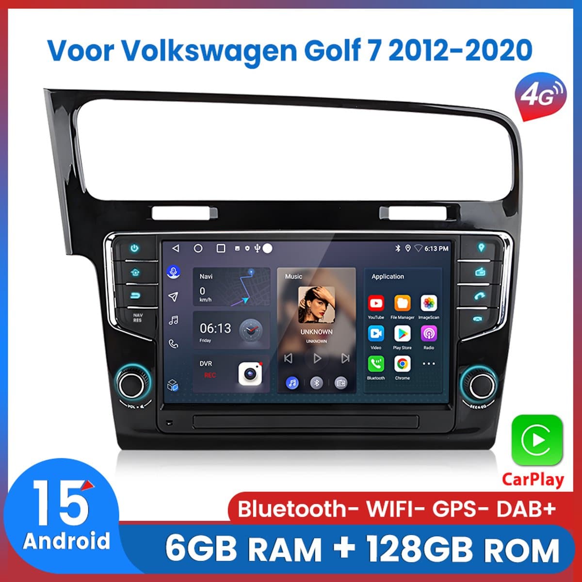 Awesafe 6+128GB 8Kern V1PRO Autoradio - Geschikt Voor VW Volkswagen Golf 7 2012-2020 - Draadloos CarPlay & Android Auto - Bluetooth & WiFi - GPS Navigatie - Android 15.0 Touchscreen - Ondersteuning invoegen 4G SIM - 2012 2013 2014 2015 2016 2017 2018