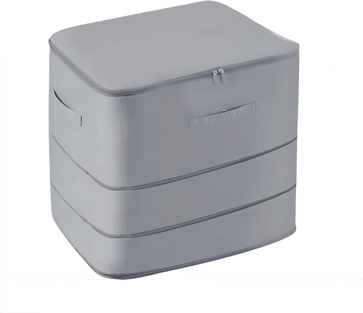 Grote drielaagse zelfcomprimerende organizer - opbergdoos voor dekbedden - opvouwbare kledingbox voor het opbergen van kleding - dekens en beddengoed - grijs