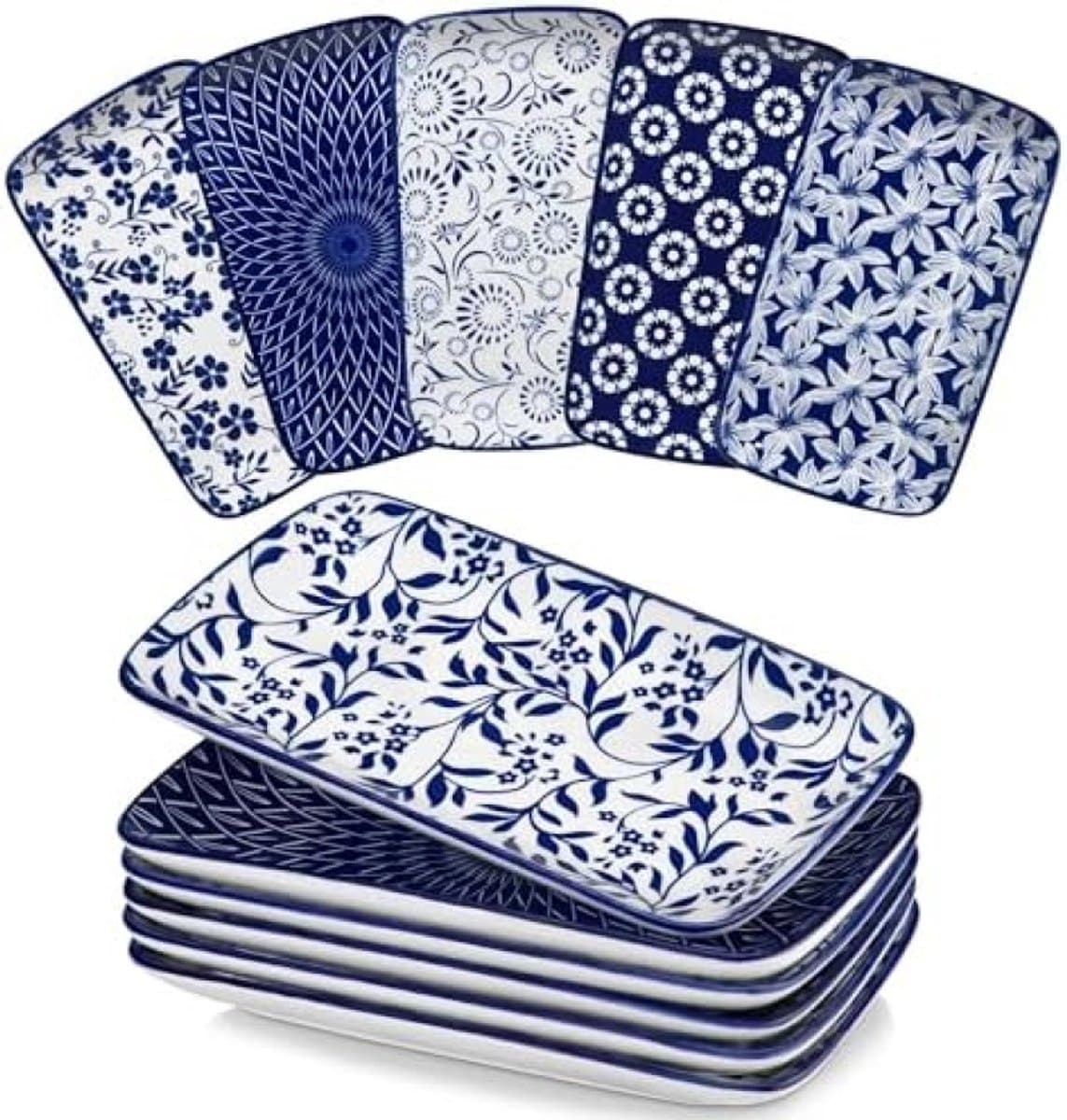 ST TRADİNG Porseleinen Serveerschaal Set - 6 Stuks - 24 cm - Blauw