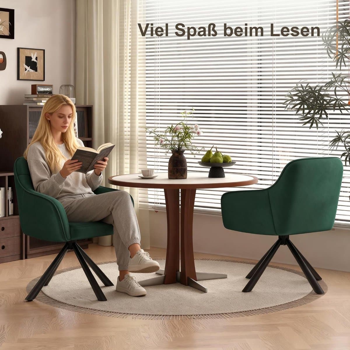 Eetkamerstoel Draaibaar 360° met Armleuningen, Fluwelen Bekleding, 45x43x81 cm – Luxe Comfortabele Stoel voor Eetkamer, Keuken, Woonkamer en Kantoor, Set van 2 – Laura