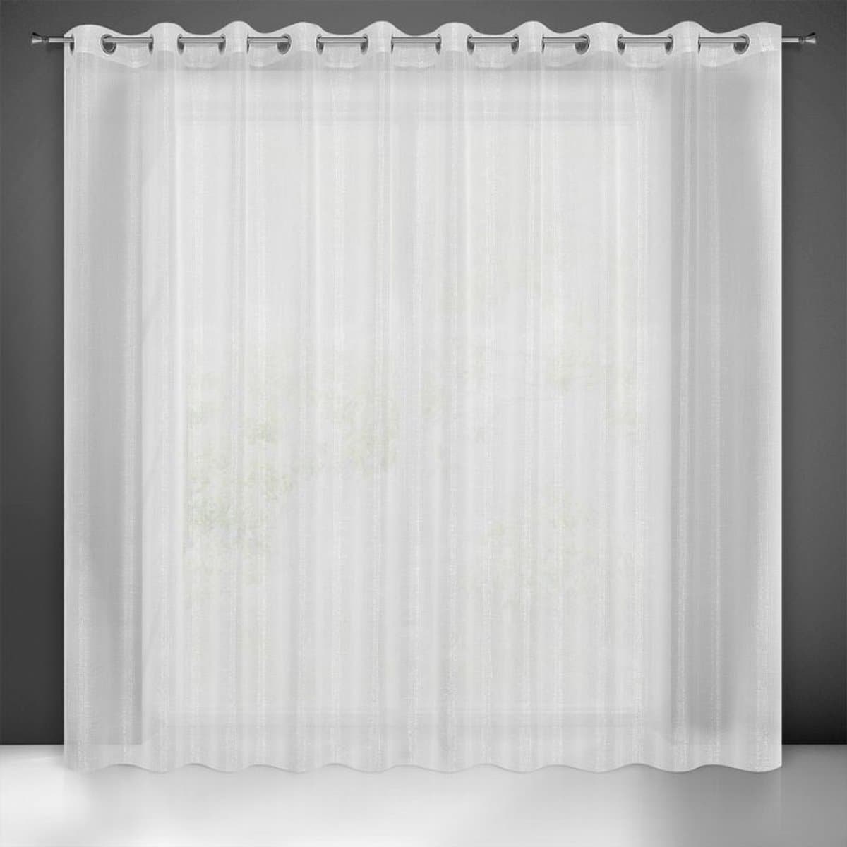 Eurofirany Emma Serie - Witte Gordijn - 290x250 cm - Zilver Draad - Voorzien van Ringen