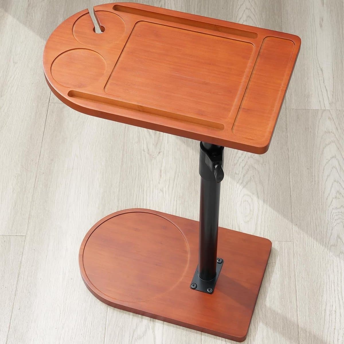 360° Rotatable Sofa Arm Drawer - Height Adjustable End Table for Small Spaces with Phone and Tablet Compartments
